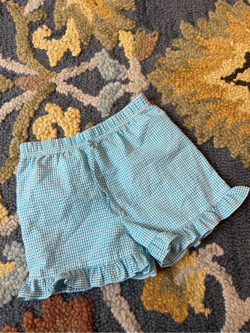 Kelly's Kids Aqua Gingham Ruffle Shorts